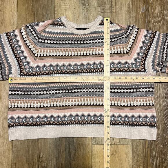 J. Crew Apres-Ski Fair Isle Cropped Crewneck Sweater Lambswool Blend 3X Preppy - Picture 8 of 8